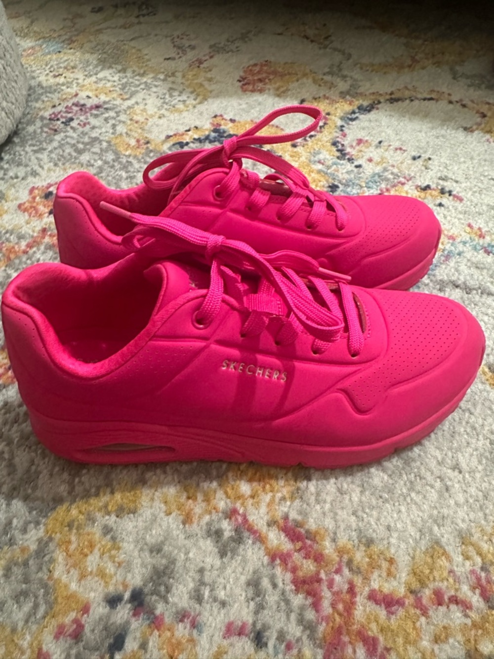 Skechers Hot Pink Platform Lace-Up Sneakers